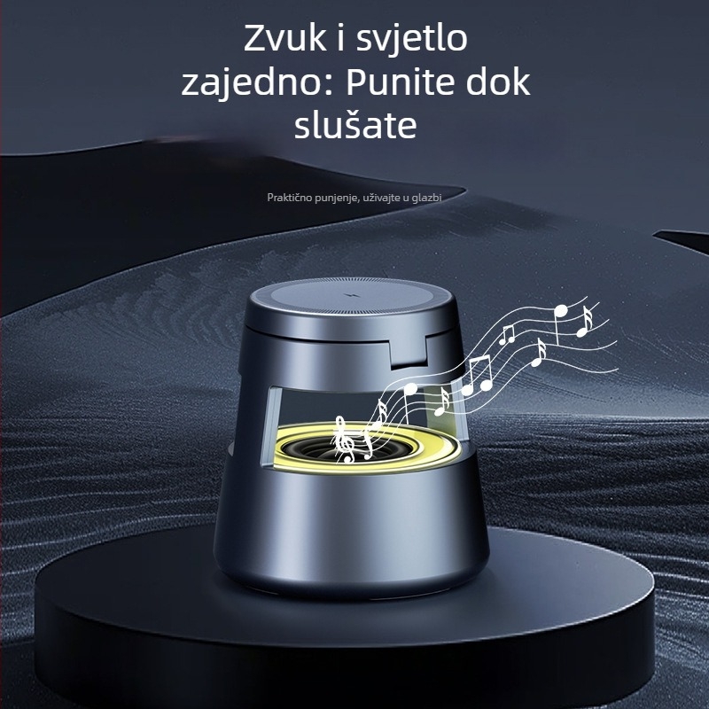 Pet u jedan magnetski bežični punjač za iPhone, slušalice, sat, Bluetooth zvučnik i noćno svjetlo – izlaz za telefon do 15W, za slušalice i sat 3W, ukupno 21W, QC 3.0