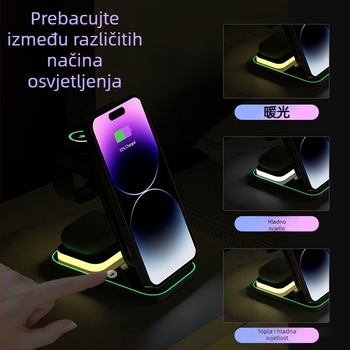 Magnetski bežični punjač 3-u-1 s podesivim stolnim držačem za telefon, QC3.0 brzo punjenje, izlaz 15W