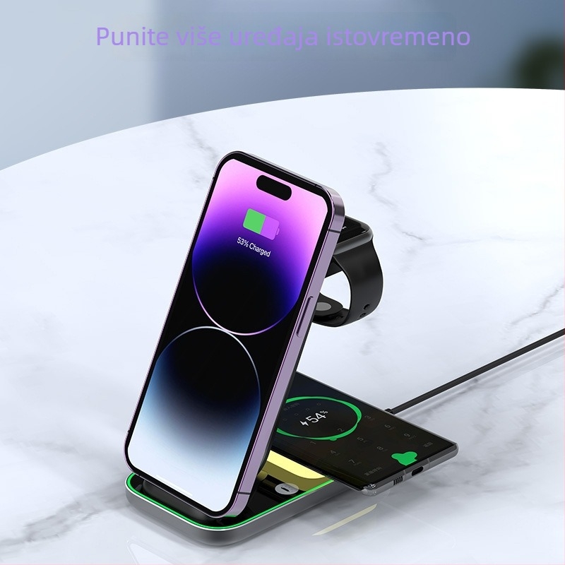 Magnetski bežični punjač 3-u-1 s podesivim stolnim držačem za telefon, QC3.0 brzo punjenje, izlaz 15W