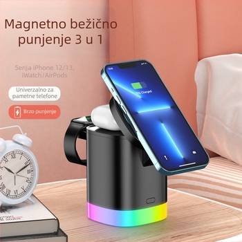 3-u-1 magnetski bežični punjač za Apple slušalice, sat i telefon – izlaz 15W, ukupna snaga 20W, QC 3.0
