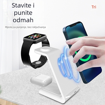 Verticalni 3-u-1 bežični brzo punjač za Apple i Android telefone, QC3.0, magnetsko punjenje, digitalni zaslon, max. 15W