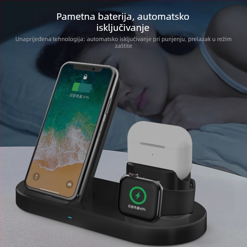 VICH 3-u-1 bežični punjač za Apple Watch, AirPods i iPhone – magnetsko brzo punjenje, 20W max, QC 3.0