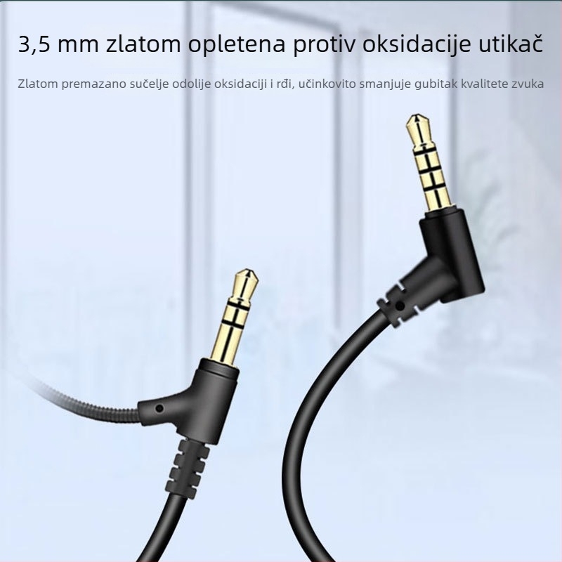 3,5 mm audio kabel za gaming slušalice, pozlaćeni konektori, OFC bakreni vodiči, jezgro od golog bakra, težina 0.023