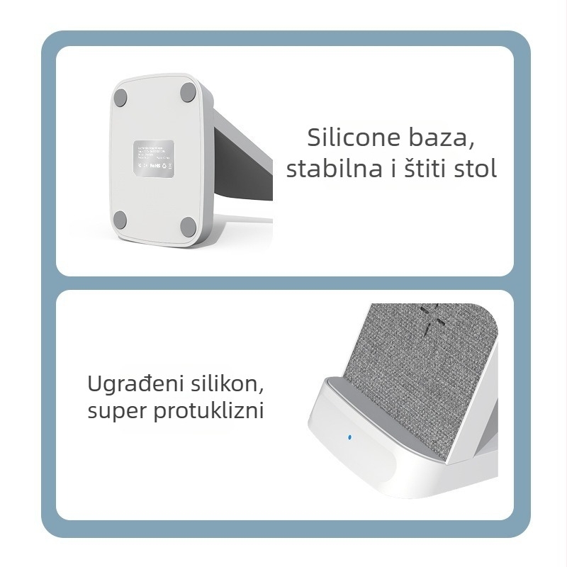 Stolni vertikalni bežični punjač 15W s dvostrukom zavojnicom, Qi