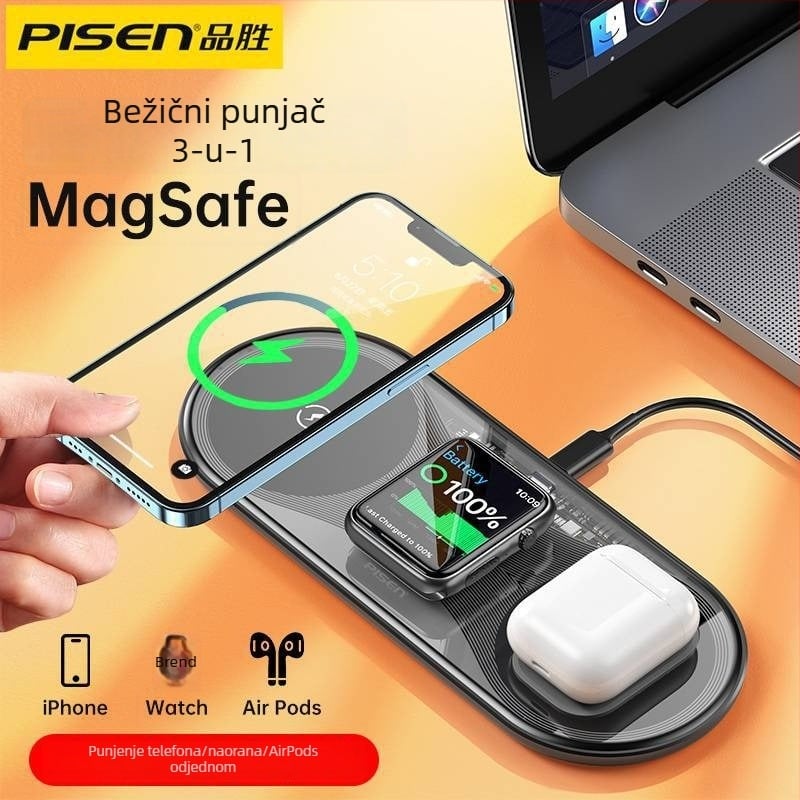 15W stolni bežični punjač za Apple Watch – 3u1 višenamjenski punjač