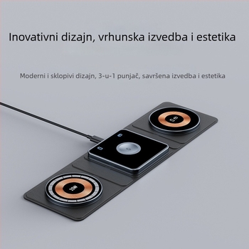 MagSafe magnetski bežični punjač, tri u jednom, sklopivi prijenosni brzi punjač za iPhone i Apple Watch, ulaz 15V, izlaz 1.5A, struja punjenja 1500mA, litijeva baterija