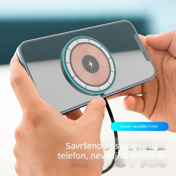 Bežični magnetski punjač za iPhone s pulsirajućom svjetlošću — 15W PD, 1.67A