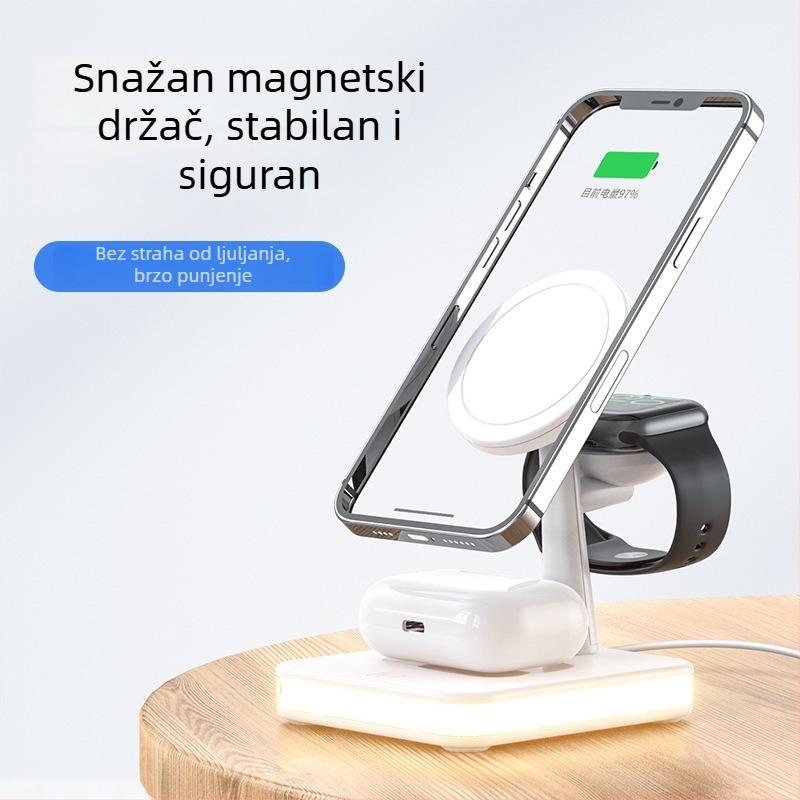 3-u-1 bežični punjač Apple MagSafe za sat i AirPods (QC2.0, max 25W, 9V2A, magnetsko punjenje)