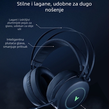 Rapoo VH160 žični gamerski headset USB s mikrofonom za PC, 20 mm zvučnici, kabel 2,2 m, kožne jastučiće