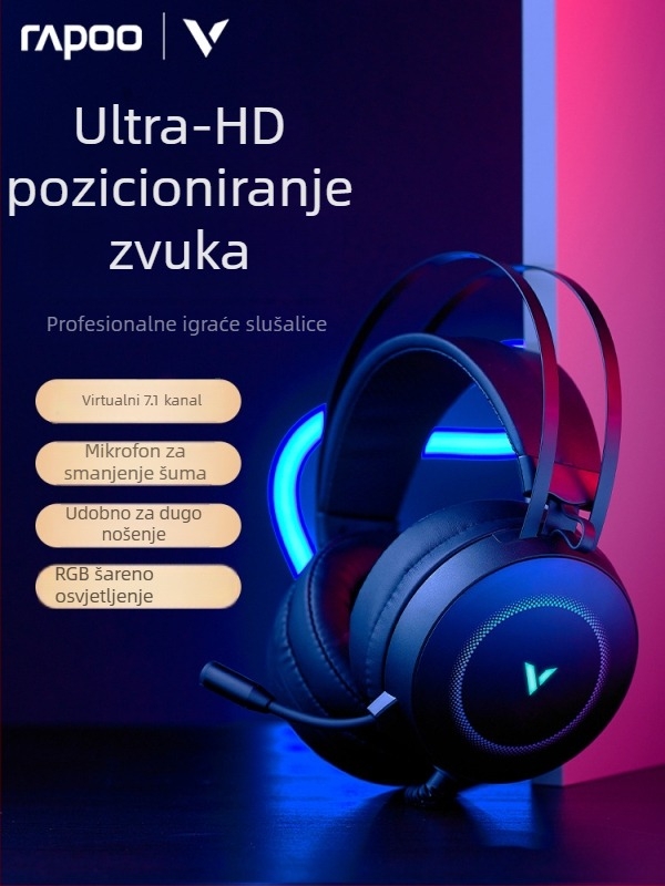 Rapoo VH160 žični gamerski headset USB s mikrofonom za PC, 20 mm zvučnici, kabel 2,2 m, kožne jastučiće