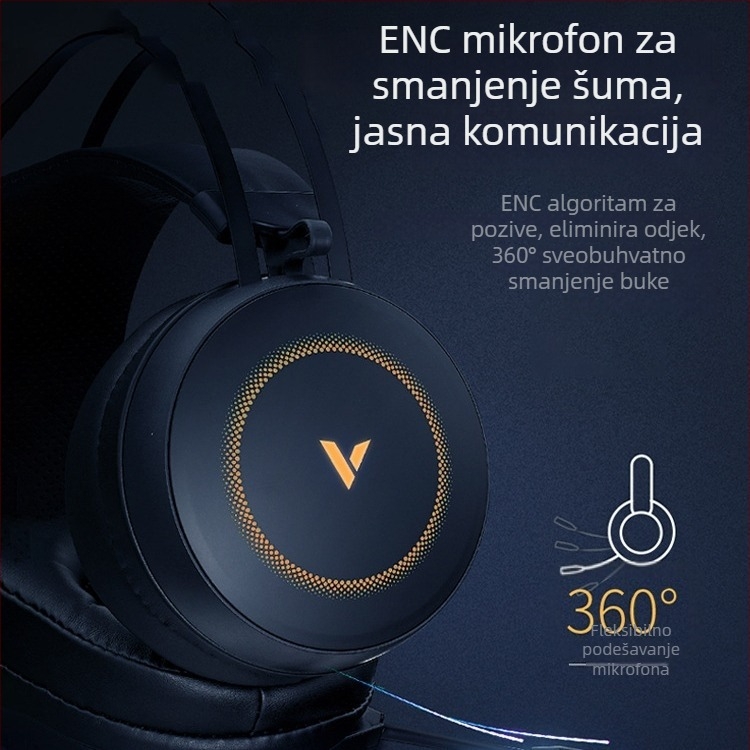 Rapoo VH160 žični gamerski headset USB s mikrofonom za PC, 20 mm zvučnici, kabel 2,2 m, kožne jastučiće