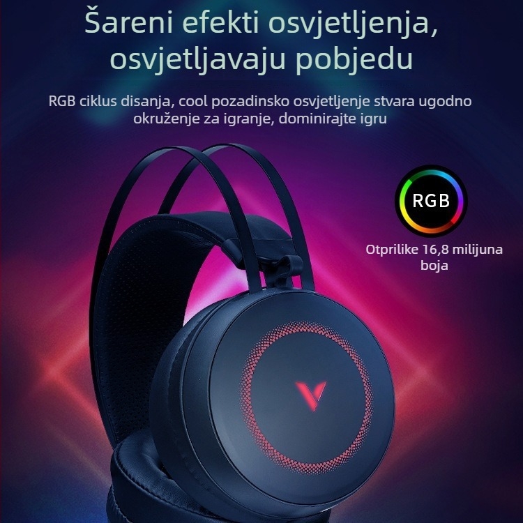 Rapoo VH160 žični gamerski headset USB s mikrofonom za PC, 20 mm zvučnici, kabel 2,2 m, kožne jastučiće