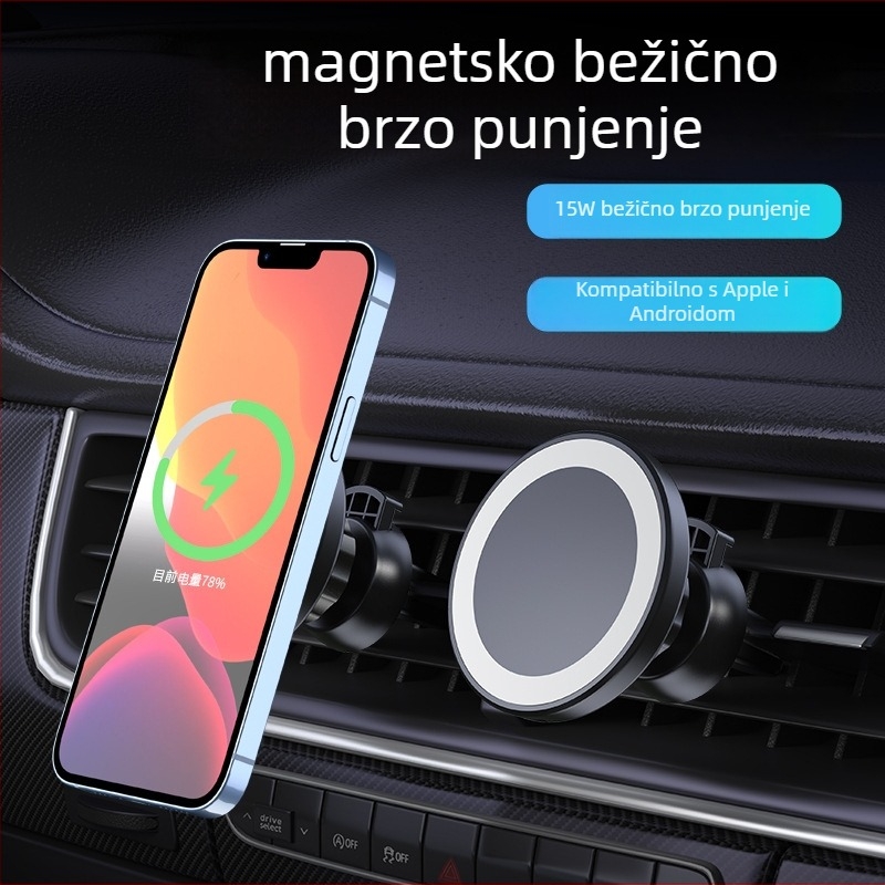 C31 auto bežični punjač s inteligentnim brzim punjenjem – QC3.0, magnetsko punjenje, izlaz 15W, 1.2A