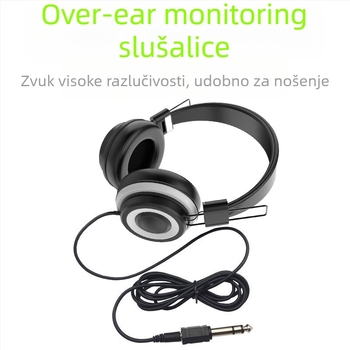 Žične slušalice za nadzor za glazbene instrumente, 40 mm zvučnici, frekvencijski raspon 20–20000 Hz, 3,5/6,3 mm priključak, kabel 1,5 m, bez mikrofona