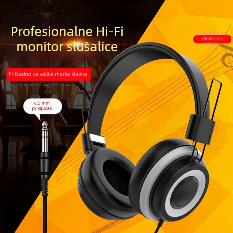 Žične slušalice za nadzor za glazbene instrumente, 40 mm zvučnici, frekvencijski raspon 20–20000 Hz, 3,5/6,3 mm priključak, kabel 1,5 m, bez mikrofona