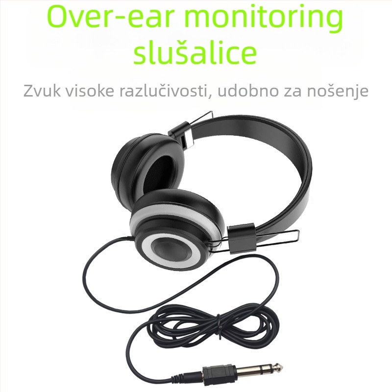 Žične slušalice za nadzor za glazbene instrumente, 40 mm zvučnici, frekvencijski raspon 20–20000 Hz, 3,5/6,3 mm priključak, kabel 1,5 m, bez mikrofona