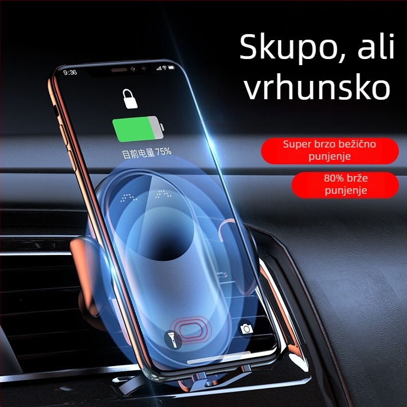 JJT Auto bežični punjač s magnetskim držačem za telefon i infracrvenim senzorom – 25W QC3.0 brzo punjenje