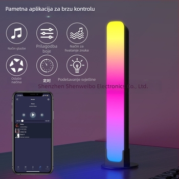 RGB LED ambijentalno svjetlo za auto s glasovnim upravljanjem i ritmom glazbe, USB napajanje 5V, prekidač na tipku