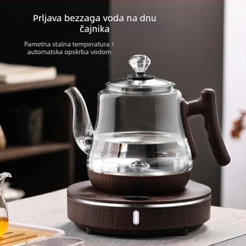 Električni čajni set s staklenim čajem i keramičkom bazom, 1000–1500W, kapacitet 1–2L, 360° baza, zaštita od suhog kuhanja