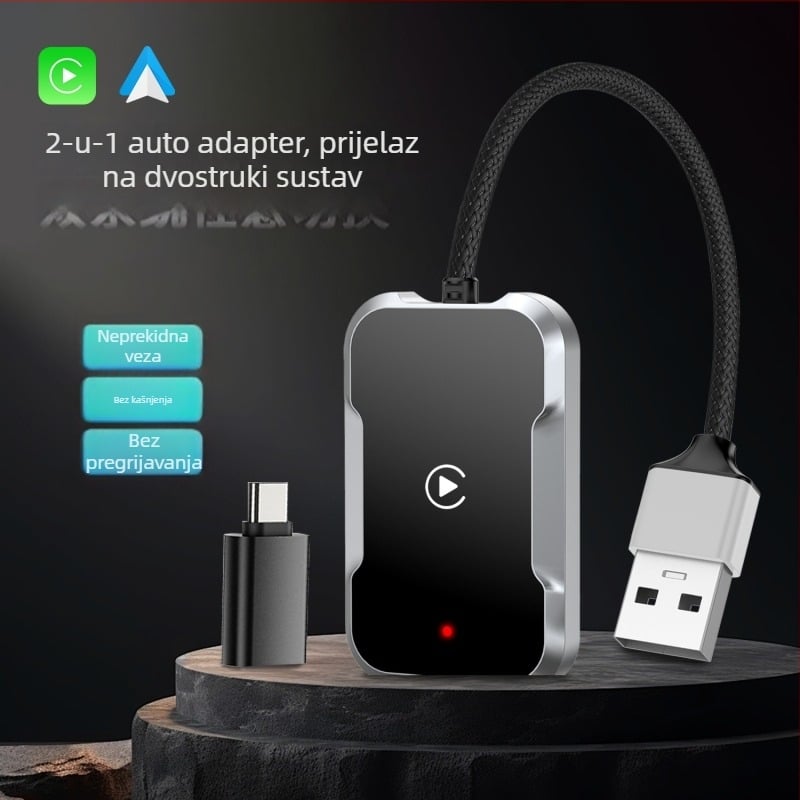 CarPlay kutija Tyc13-2 za automobil, dvojezgreni procesor, USB-C sučelje, kompatibilno s iOS/Android Auto, težina 44 g