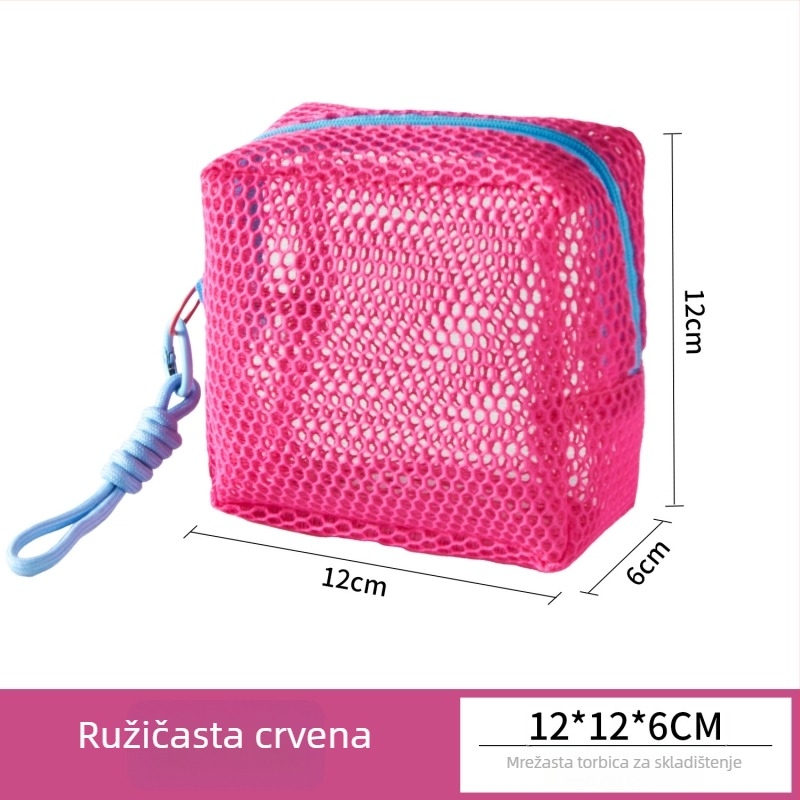 Kockasta mrežasta kozmetička torbica, prozračna – putovanja i organizacija šminke