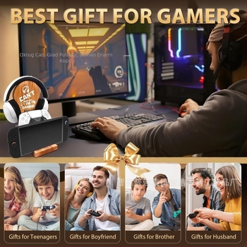 Stolni držač za slušalice od masivnog drveta sa skladišnim prostorom | Model 1211