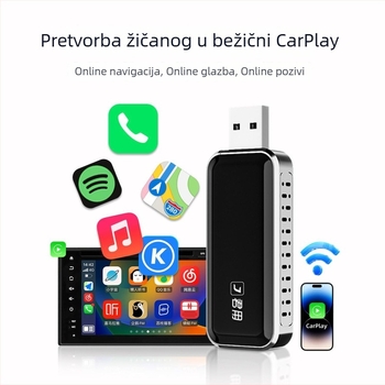 Kutija za automobilsku povezanost U2+ — Bežični CarPlay za Apple, USB Plug-In, aluminijska legura, dual-core, 1GB RAM