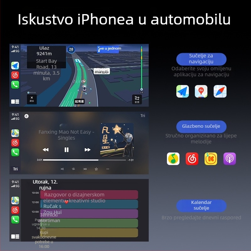 Kutija za automobilsku povezanost U2+ — Bežični CarPlay za Apple, USB Plug-In, aluminijska legura, dual-core, 1GB RAM