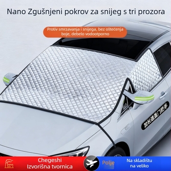 Prednje staklo zaštitnik od snijega, debeli cerade + kompozitna pamuk, ugradnja Snap-in, univerzalno, 690 g, mrežasti uzorak