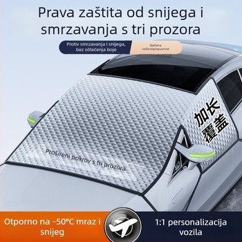 Prednje staklo zaštitnik od snijega, debeli cerade + kompozitna pamuk, ugradnja Snap-in, univerzalno, 690 g, mrežasti uzorak