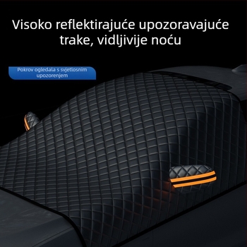 Sjenilo za prednje staklo automobila - teleskopsko, univerzalna prilagodba, aluminizirani film + nanesena pamuk + crna netkana tkanina, 465 g, Zgušnjen stil (Materijal: aluminijirani film + nanesena pamuk + crna netkana tkanina; Ugradnja: teleskop; Primjen