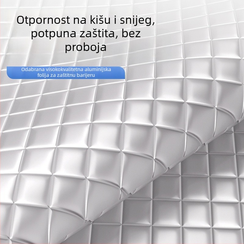 Sjenilo za prednje staklo automobila - teleskopsko, univerzalna prilagodba, aluminizirani film + nanesena pamuk + crna netkana tkanina, 465 g, Zgušnjen stil (Materijal: aluminijirani film + nanesena pamuk + crna netkana tkanina; Ugradnja: teleskop; Primjen