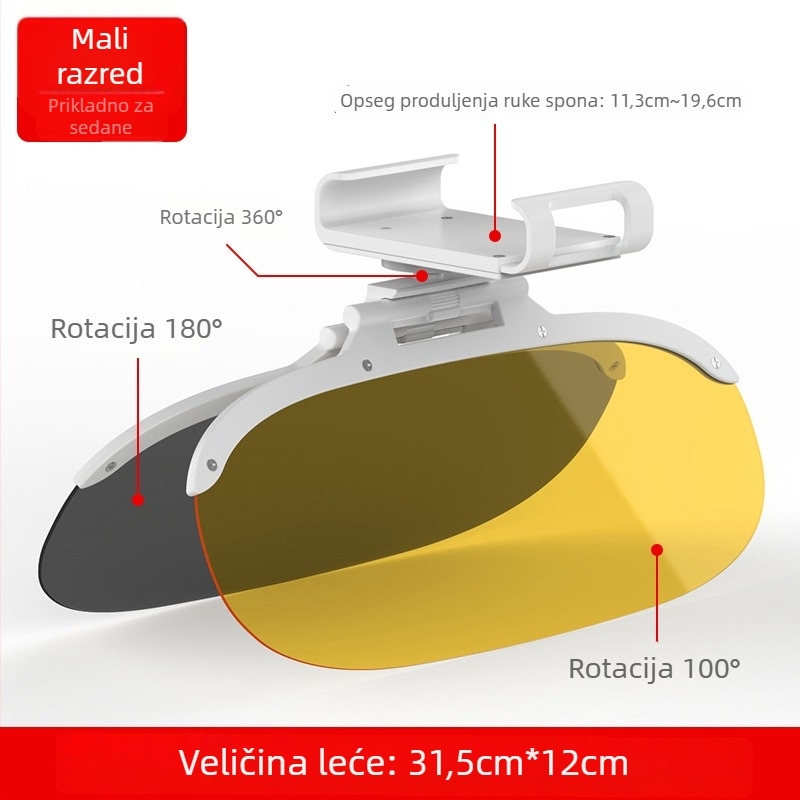 Automobilski ogledalo dnevno/noćni režim, anti-blještanje, PVC, 386 g, ugradnja klikom, moguć ispis logotipa