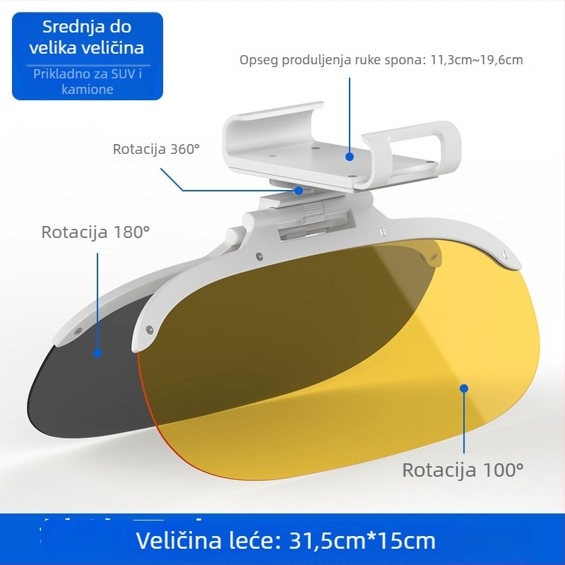 Automobilski ogledalo dnevno/noćni režim, anti-blještanje, PVC, 386 g, ugradnja klikom, moguć ispis logotipa