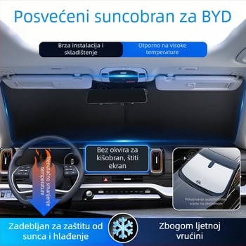 Prednji suncani štit za automobil, aluminijska folija, ugradnja klipsama, mogućnost tlačenja logotipa