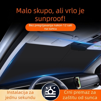Prednji suncani štit za automobil, aluminijska folija, ugradnja klipsama, mogućnost tlačenja logotipa