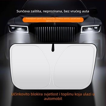 Prednji suncani štit za automobil, aluminijska folija, ugradnja klipsama, mogućnost tlačenja logotipa