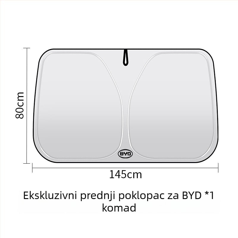 Prednji suncani štit za automobil, aluminijska folija, ugradnja klipsama, mogućnost tlačenja logotipa