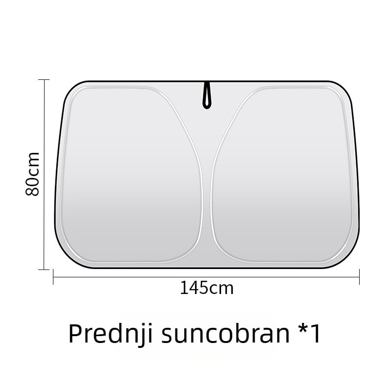 Prednji suncani štit za automobil, aluminijska folija, ugradnja klipsama, mogućnost tlačenja logotipa