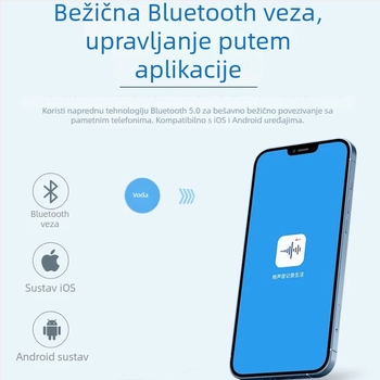 AI-omogućen glasovni diktafon MP3 player, 200 h WAV snimanja, snimanje jednim klikom, USB 2.0, metalno kućište
