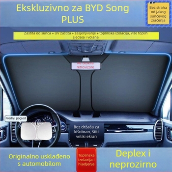 Prednji zaštitnik vjetrobranskog stakla automobila – aluminijska folija, teleskopska ugradnja, opća kompatibilnost, prednji dio