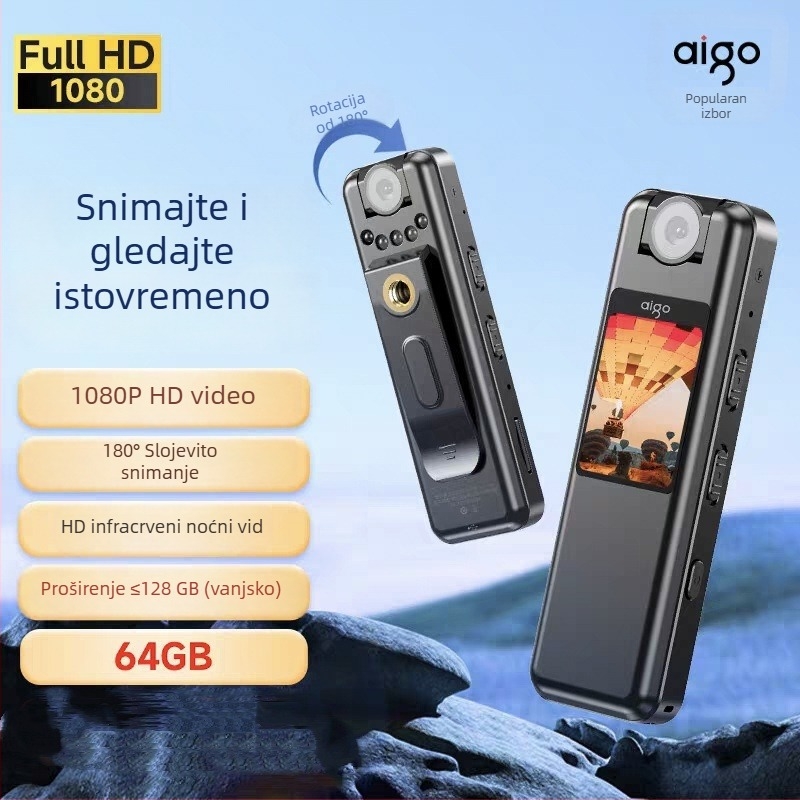 R5515 diktafon s videom – WAV, 3,5 h, USB 2.0, TF kartica, ugrađeni mikrofon