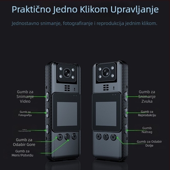 Policijski nosivi DVR s HD noćnim videom, zvukom i videom — USB 3.0, trostruki mikrofon, podrška TF kartice (vk12)