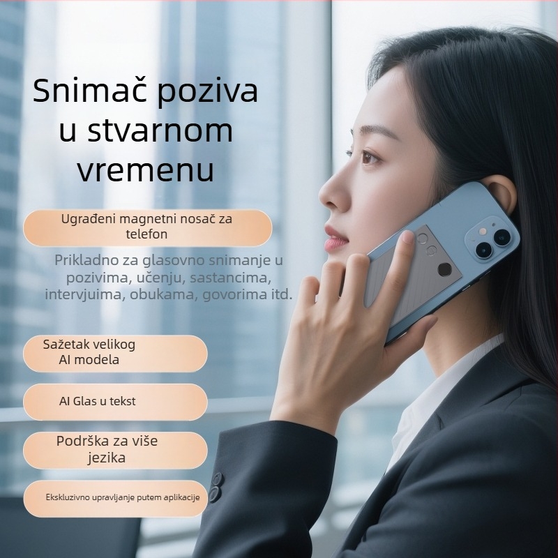Kartica za snimanje s AI prijevodom u stvarnom vremenu — Model SHP60, snimanje jednim pritiskom, MP3 format, 50 sati snimanja