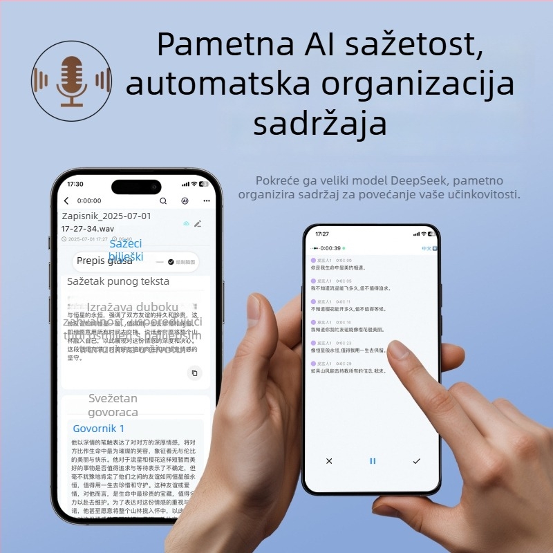 Kartica za snimanje s AI prijevodom u stvarnom vremenu — Model SHP60, snimanje jednim pritiskom, MP3 format, 50 sati snimanja