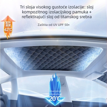 Panoramska automobilska sjenila za krov, PVC materijal, montaža klikom, gradijentni uzorak, opća kompatibilnost s krovom