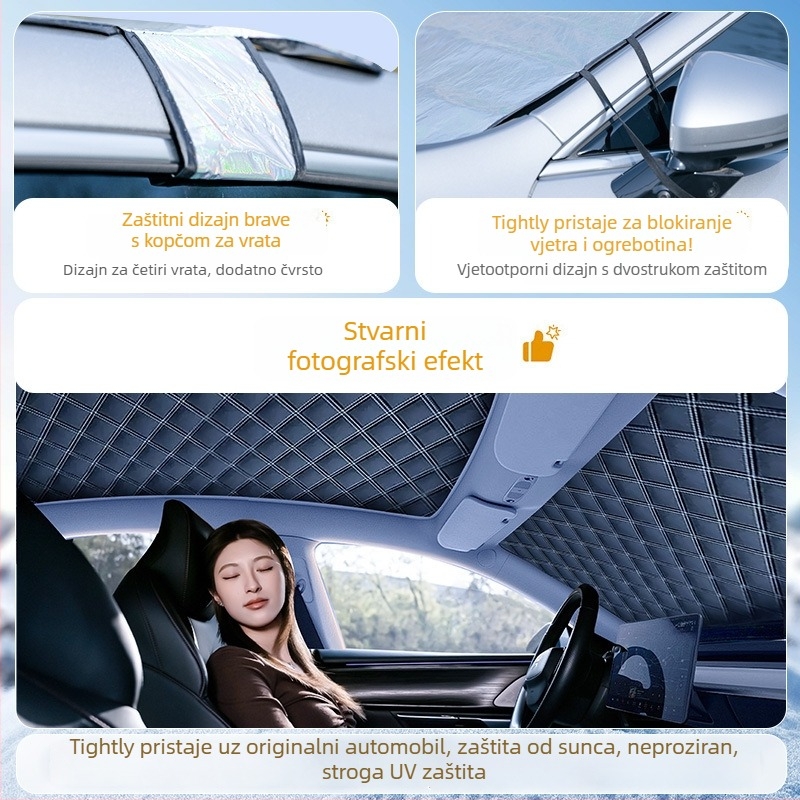 Panoramska automobilska sjenila za krov, PVC materijal, montaža klikom, gradijentni uzorak, opća kompatibilnost s krovom
