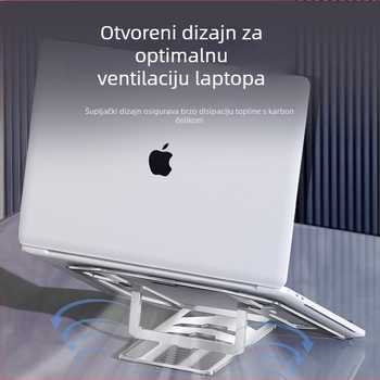 Stalak za laptop - ultratanki, s integriranim sustavom hlađenja, od karbonskog čelika, model L112.1, tip podizanja, 500 g, 2024 model