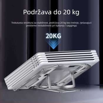 Stalak za laptop - ultratanki, s integriranim sustavom hlađenja, od karbonskog čelika, model L112.1, tip podizanja, 500 g, 2024 model
