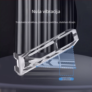 Stalak za laptop - ultratanki, s integriranim sustavom hlađenja, od karbonskog čelika, model L112.1, tip podizanja, 500 g, 2024 model